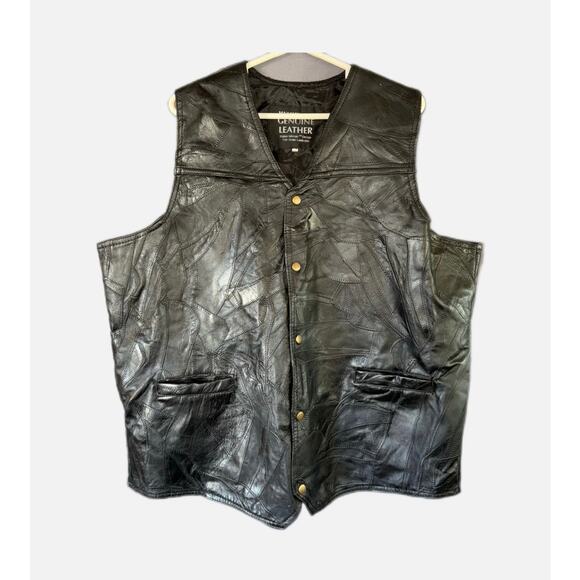 NWT Maxam Brand Leather Size 3X Black Vest - Picture 1 of 10